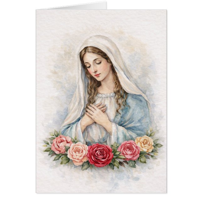 Religious Blessed Mary Floral Roses Scripture (Front)