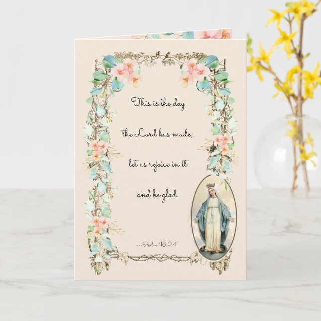 Religious Blessed Virgin Mary Floral Vintage Card (Yellow Flower)
