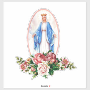 Religious Blessed Virgin Mary Floral Wreath Vinyl