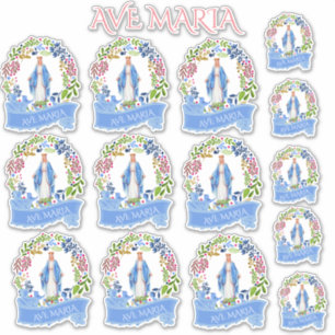 Religious Blessed Virgin Mary Floral Wreath Vinyl