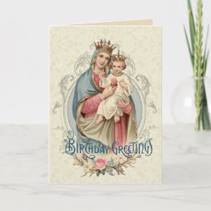 Religious Blessed Virgin Mary Jesus Birthday Card
