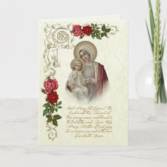 Religious Blessed Virgin Mary Jesus Hail Mary Card (Front)