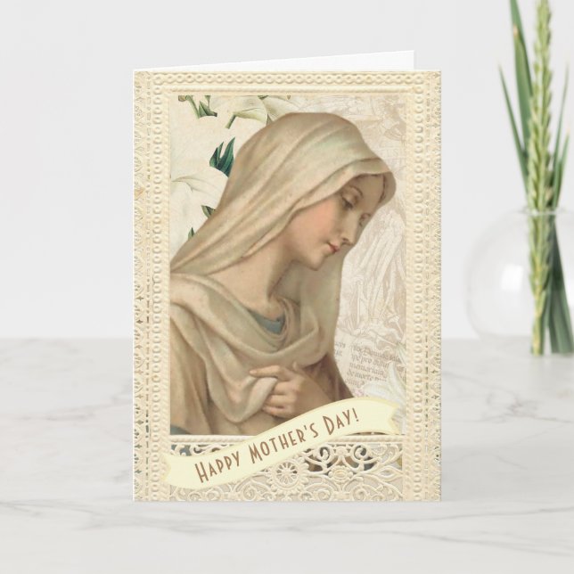 Religious Blessed Virgin Mary Mother's Day Vintage Card (Front)
