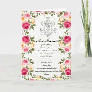 Religious Blessed Virgin Mary Pink Roses Card