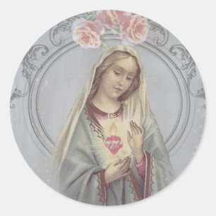 Religious Blessed Virgin Mother Mary Vintage Classic Round Sticker
