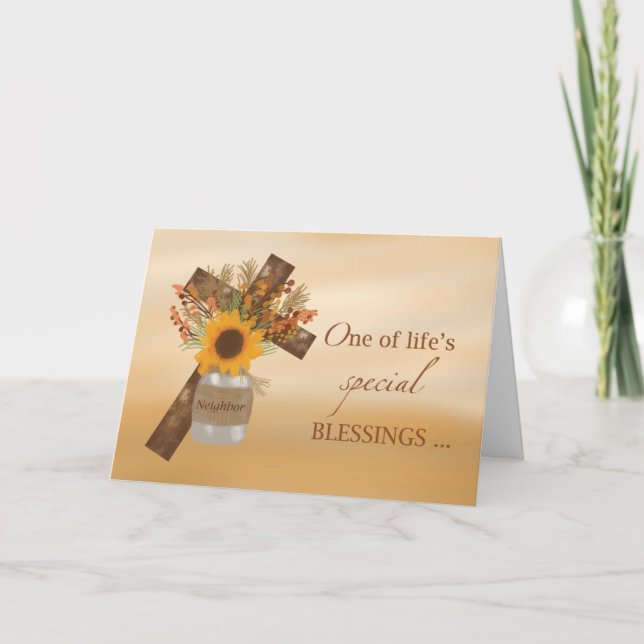 Religious Blessing to Neighbour at Thanksgiving  Card (Front)