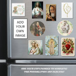 Religious Catholic Blessed Virgin Mary Jesus  Magnet<br><div class="desc">This is a beautiful image of the Blessed Virgin Mary with Jesus and a lamb on with pink roses and greenery.</div>