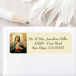 Religious Catholic Blessed Virgin Mary Vintage Return Address Label