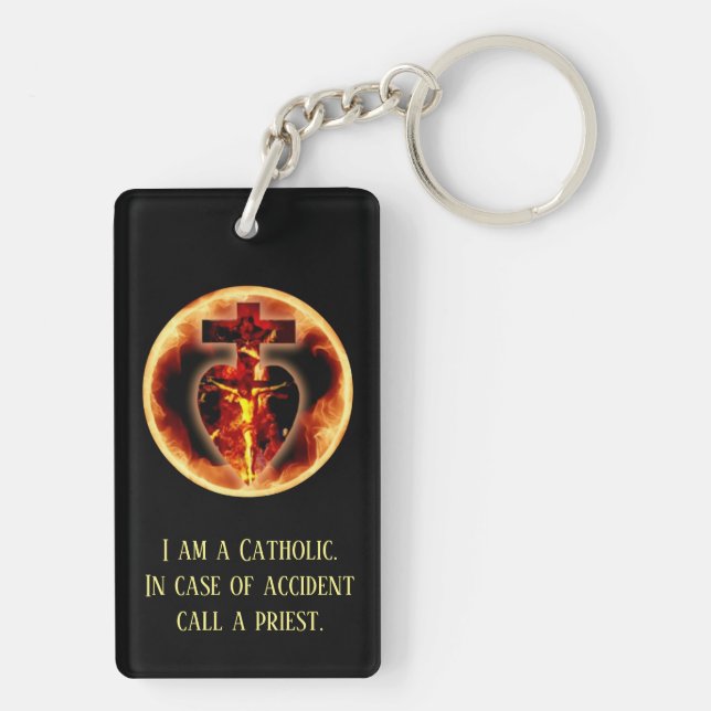 Religious Catholic Call a Priest Crucifix Key Ring (Back)