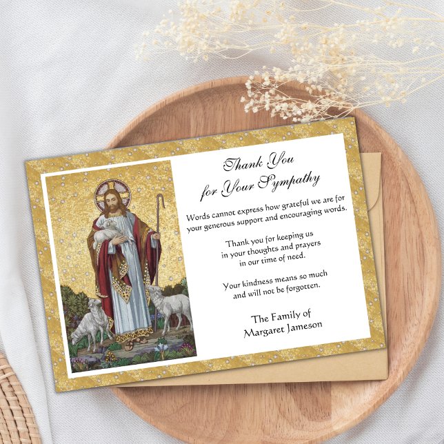 Religious Catholic Condolence Jesus Funeral Thank  Thank You Card (Creator Uploaded)