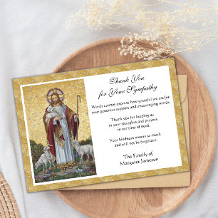 Religious Catholic Condolence Jesus Funeral Thank You Card