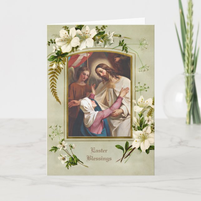 Religious Catholic Easter Jesus Resurrection Mary Holiday Card (Front)