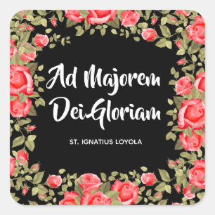 Religious Catholic Floral St. Ignatius Quote Square Sticker