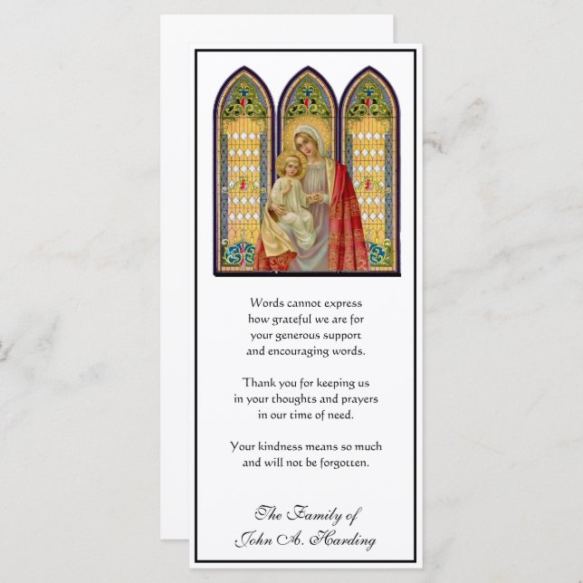 Religious Catholic Funeral Sympathy Thank You Card (Front/Back)