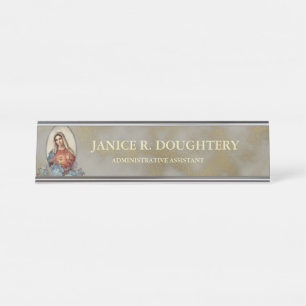 Religious Catholic  Immaculate Heart Virgin Mary Desk Name Plate