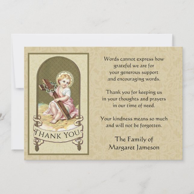 Religious Catholic Infant Jesus Sympathy Thank You (Front)
