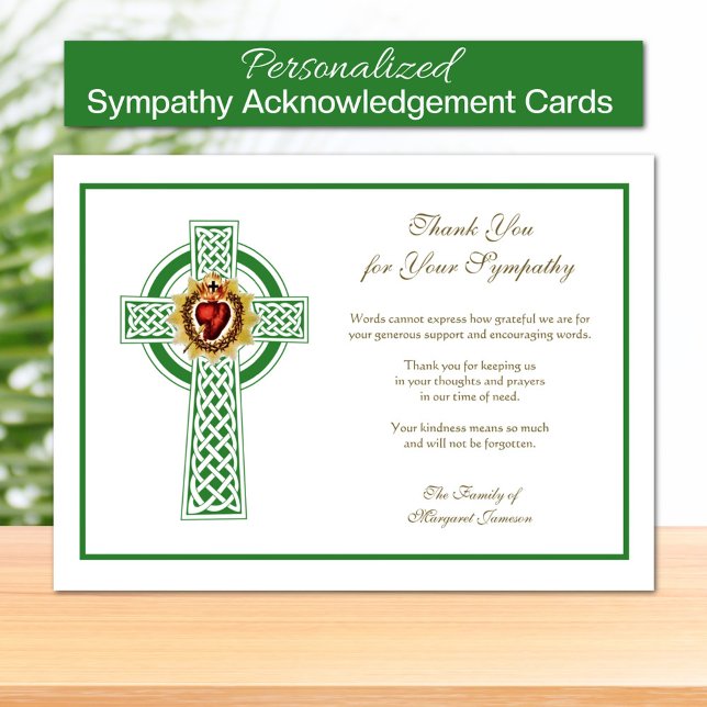 Religious Catholic Irish Celtic Cross Condolence  Thank You Card (Irish Catholic Funeral Sympathy Thank you Cards)