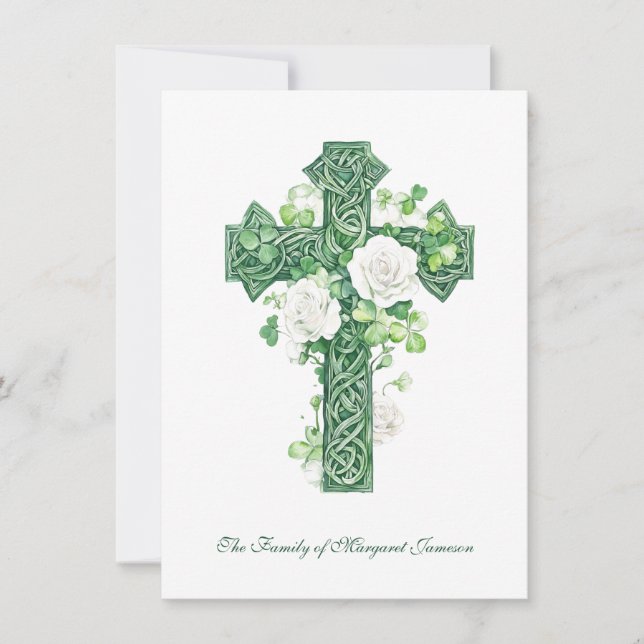 Religious Catholic Irish Celtic Cross Condolence  Thank You Card (Front)