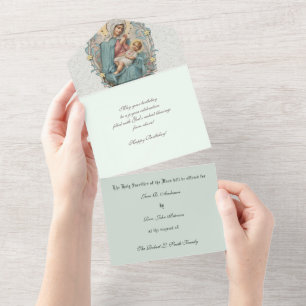 Religious Catholic Mass Offering Virgin Mary  All  In One Invitation
