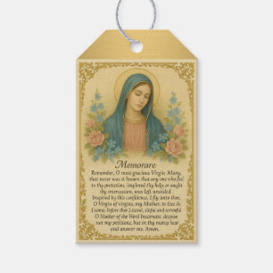 Religious Catholic Memorare Prayer Floral Gift Tags