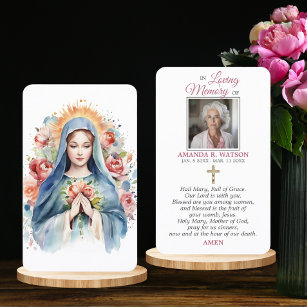 Religious Catholic Prayer Virgin Mary Cross Floral Business Card