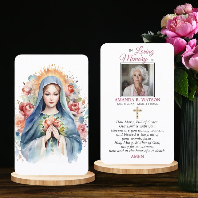 Religious Catholic Prayer Virgin Mary Cross Floral Business Card (Religious Prayer Virgin Mary Cross Floral  PHOTO Business Card)
