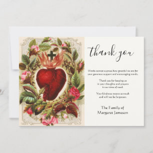 Religious Catholic Sacred Heart Jesus Condolence   Thank You Card