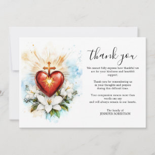 Religious Catholic Sacred Heart Jesus Condolence  Thank You Card
