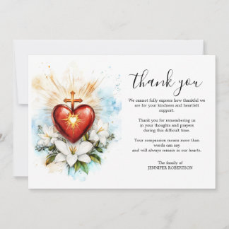 Religious Catholic Sacred Heart Jesus Condolence  Thank You Card