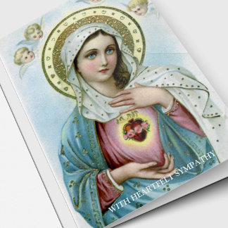 Religious Catholic Sacred Heart Mary Sympathy Card