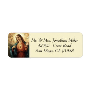 Religious Catholic Sacred Heart of Jesus  Vintage Return Address Label