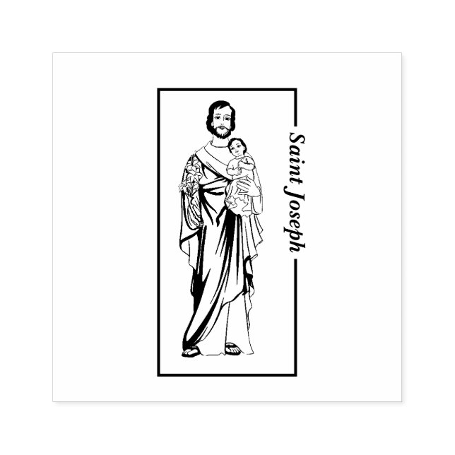 Religious Catholic Saint Joseph and Child Jesus Rubber Stamp (Imprint)