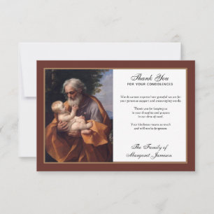 Religious Catholic Saint Joseph Jesus Condolence Thank You Card