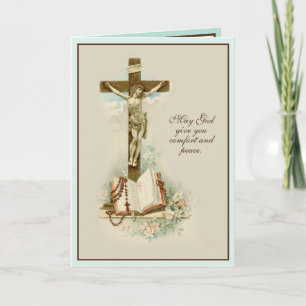 Religious Catholic Sympathy Condolence Crucifix  Card
