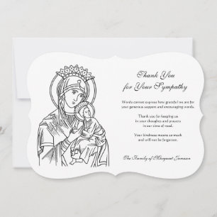 Religious Catholic Virgin & Child   Condolence Thank You Card