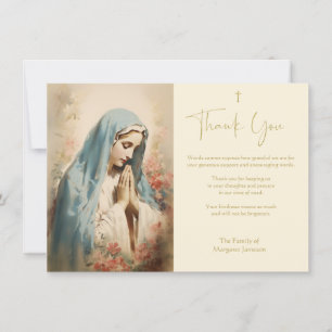 Religious Catholic Virgin Mary Condolence Thank You Card
