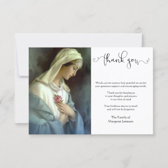 Religious Catholic Virgin Mary Condolence Thank You Card | Zazzle.com.au