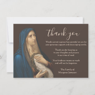 Religious Catholic Virgin Mary Condolence Thank You Card