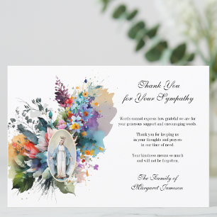 Religious Catholic Virgin Mary Condolence Thank You Card