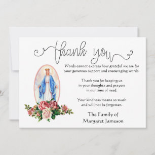 Religious Catholic Virgin Mary Condolence Thank You Card