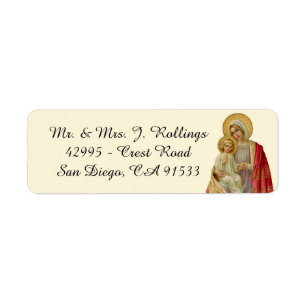 Religious Catholic Virgin Mary Jesus Vintage Return Address Label