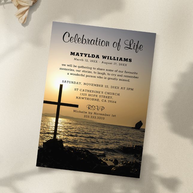 Religious Celebration of Life | Sunset Memorial Invitation (Creator Uploaded)