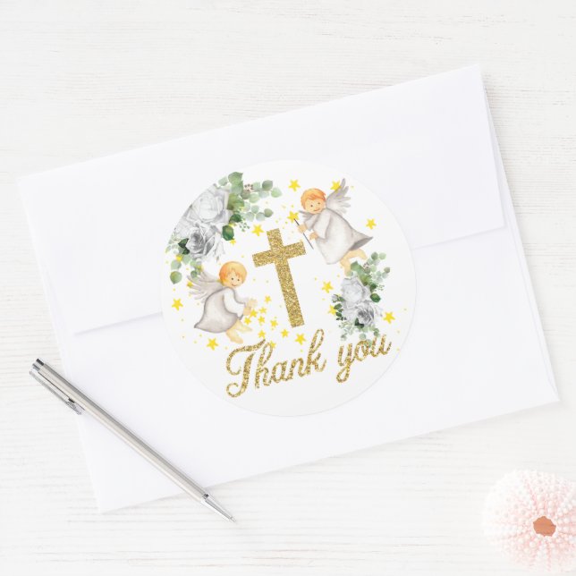 Religious Celebrations Gender Neutral Thank you Classic Round Sticker (Envelope)