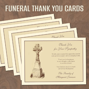 Religious Celtic Cross Funeral Condolence Sympathy Thank You Card