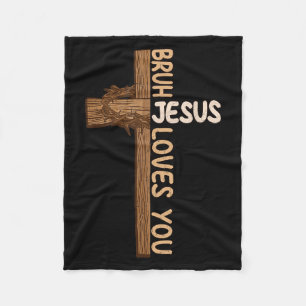 Religious Christian Boys Teens Kids Bruh Jesus Lov Fleece Blanket