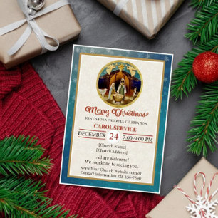 Religious Christian Church Christmas Carol Service Holiday Card