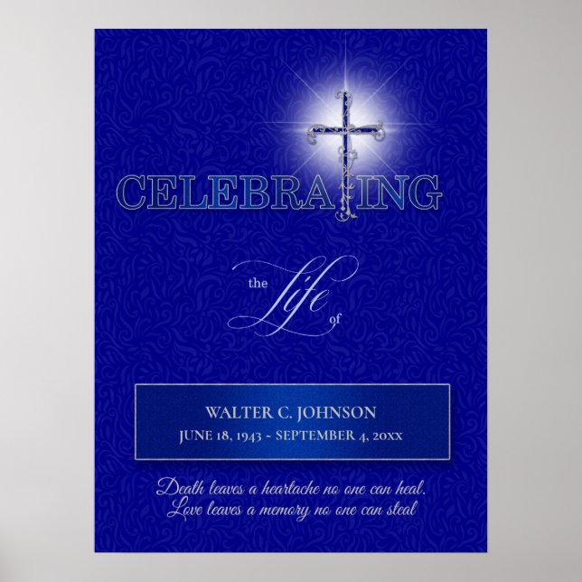 Religious Christian Cross Celebration of Life Poster (Front)