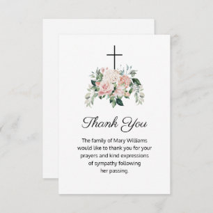 Religious Christian Floral Funeral Thank You