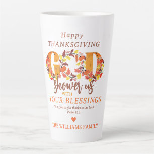 Religious Christian Thanksgiving Faith Bible Quote Latte Mug