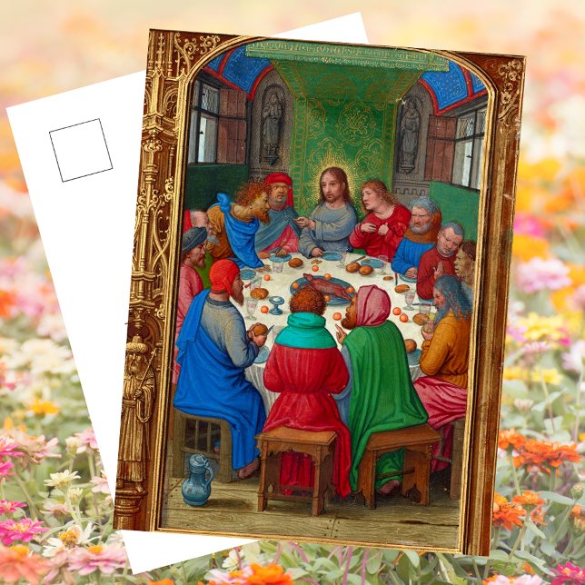 Religious Christian The Last Supper Jesus Easter Holiday Postcard (Jesus Christ Medieval Religious Christian Catholic The Last Supper Apostles Easter Holiday Postcard)